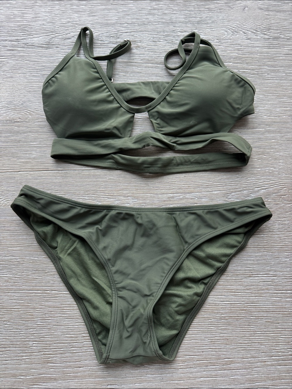 Express Olive Green Two-Piece Bikini Set